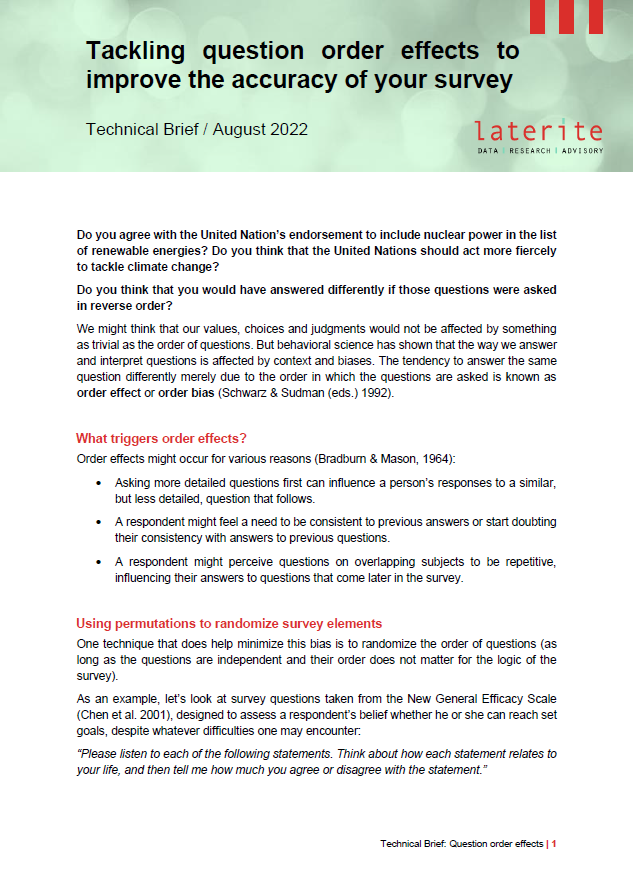 Laterite technical brief question order effects