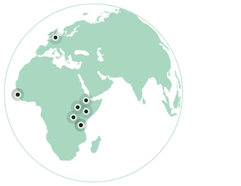 Map of Laterite offices in East Africa West Africa and Europe