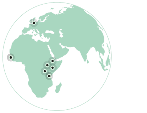 The seven Laterite offices: Addis Ababa, Amsterdam, Dar es Salaam, Freetown, Kampala, Kigali and Nairobi