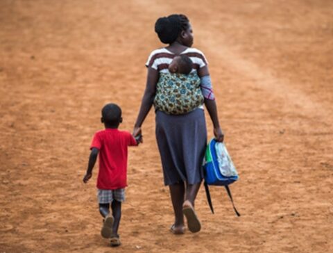 Woman and children