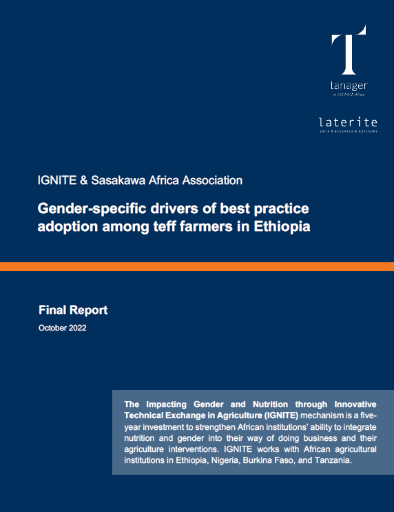 Gender-specific drivers of best practice adoption for teff farmers in Ethiopia