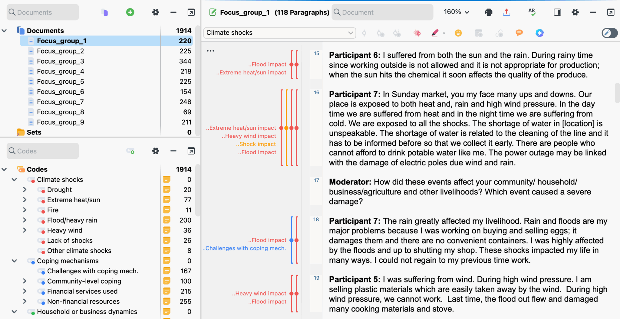 The final output – a fully-coded MAXQDA project